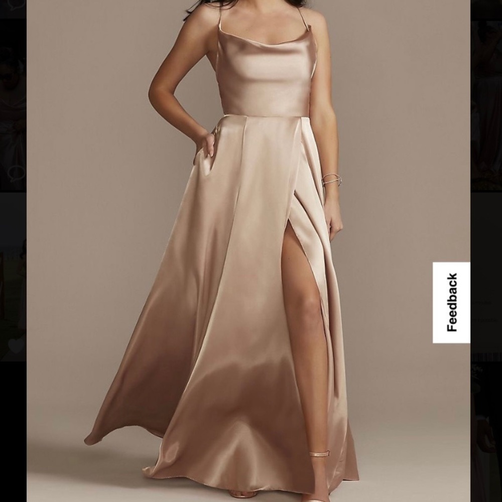 Galina Signature Charmeuse Cowl Bridesmaid Dress with Lace-Up Back